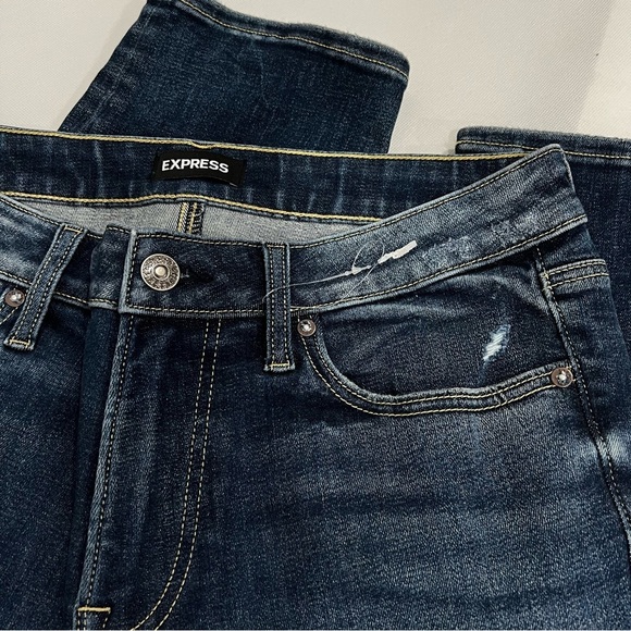 Express Slim Size 32 X 31 Blue Denim Jeans Pants Stretchy Zip Fly - Picture 6 of 8